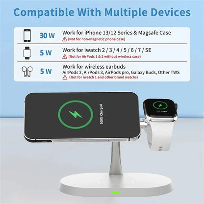 3-In-1 Magnetic Wireless Charger - For AirPods + iPhone + Apple Watch