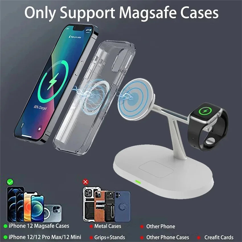 3-In-1 Magnetic Wireless Charger - For AirPods + iPhone + Apple Watch