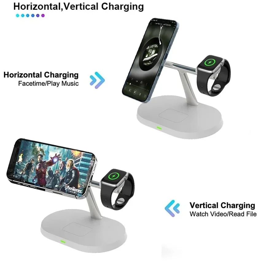 3-In-1 Magnetic Wireless Charger - For AirPods + iPhone + Apple Watch