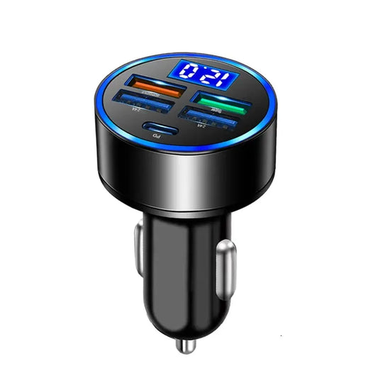 66W Cigarette Socket Car Fast Charging Adapter - 5 Ports